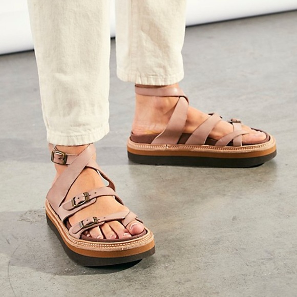 Jeffrey Campbell x Free People Marina 6 Tan Leather Strappy Platform - Picture 3 of 11